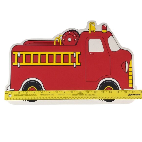 Set of 2 Plastic Fire Truck Placemats, 17" x 15" - Picture 3 of 4